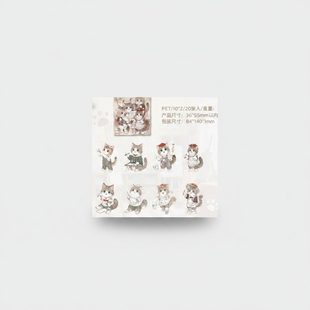 Cute Cat Sticker Sheet Aesthetic Illustration