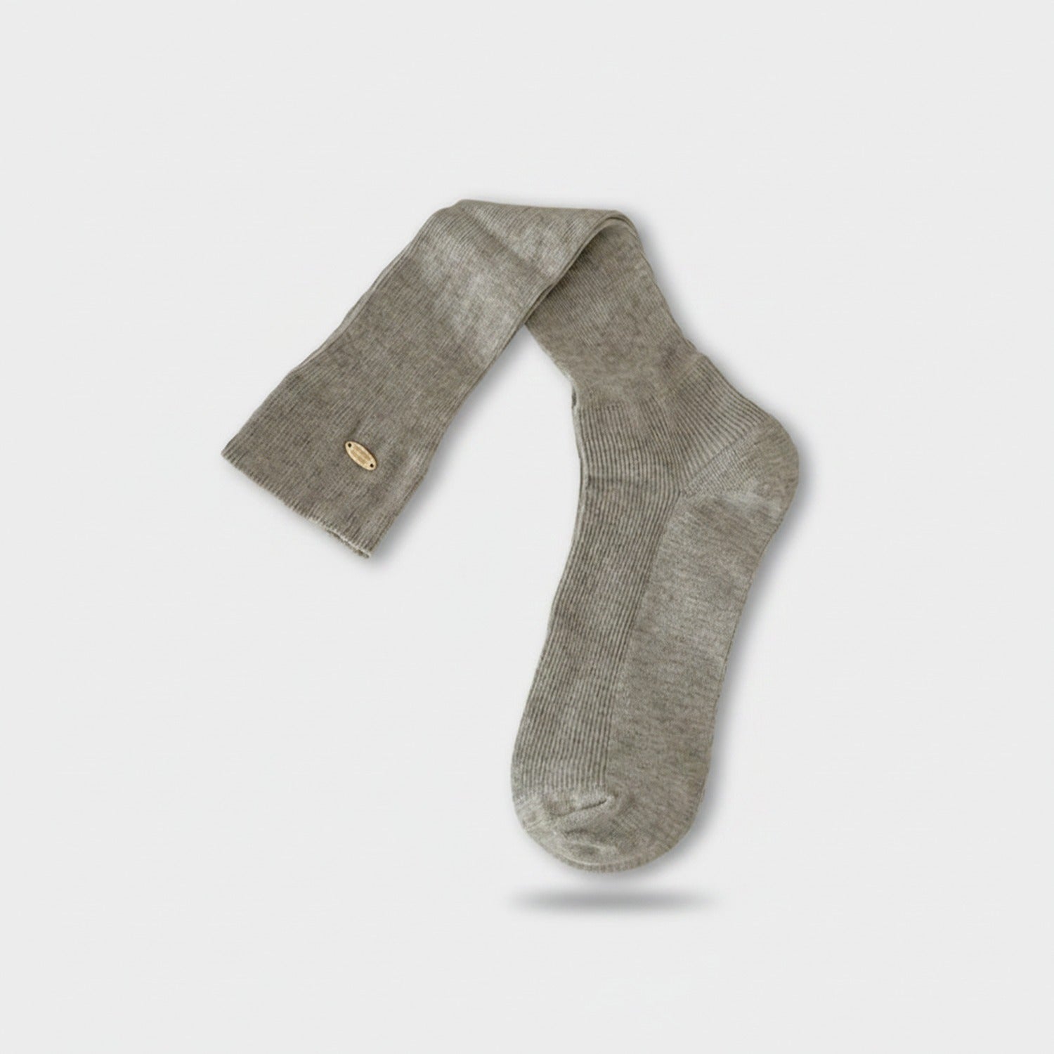 Black Ribbed Crew Socks With Gold Detail