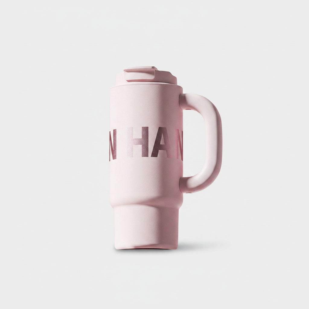 Pink Insulated Tumbler Cup With Handle
