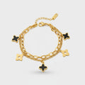 Gold Four-Leaf Clover Charm Chain Bracelet