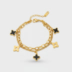 Gold Four-Leaf Clover Charm Chain Bracelet