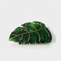 Green Monstera Leaf Hair Claw Clip Gold