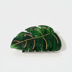 Green Monstera Leaf Hair Claw Clip Gold