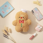 Gingerbread Man Plush Toy With Red Bow