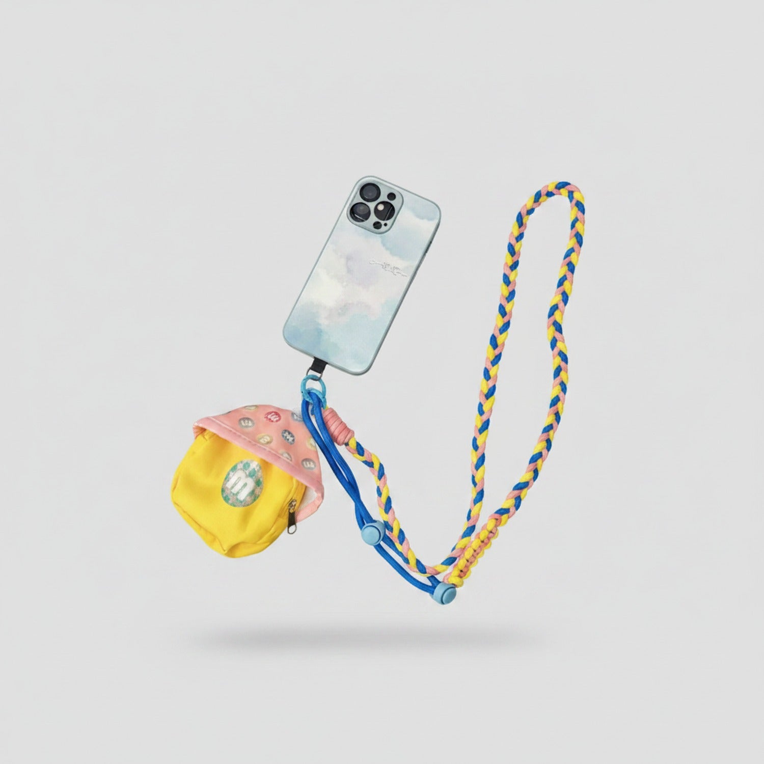 Purple & Yellow Braided Rope Phone Charm Strap