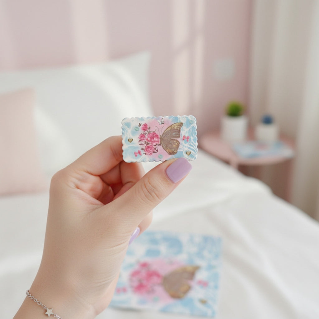 Butterfly Flower Letter Writing Paper Set Blue