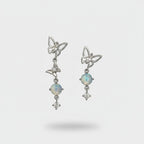 Butterfly Opal Stone Rhinestone Dangle Earrings