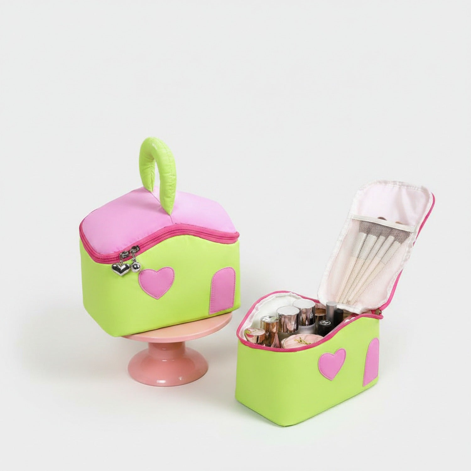 Lavender Heart Cosmetic Case With Mirror