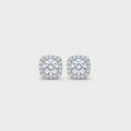 Square Halo Rhinestone Stud Earrings