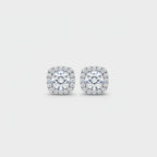 Square Halo Rhinestone Stud Earrings
