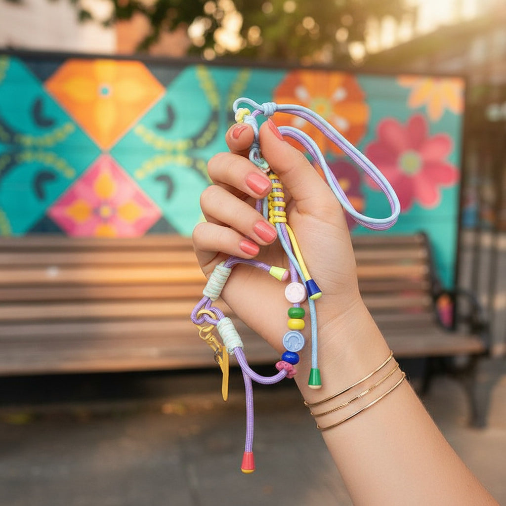 Colorful Beaded Phone Charm Strap With Tassel
