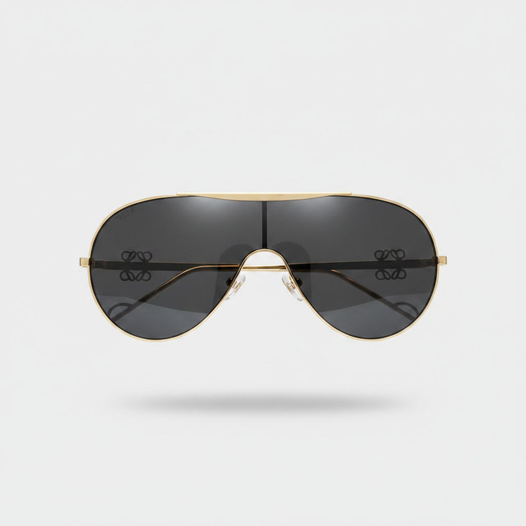 Gold Metal Aviator Sunglasses with Dark Lenses
