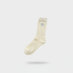 Cream Ribbed Logo Crew Socks