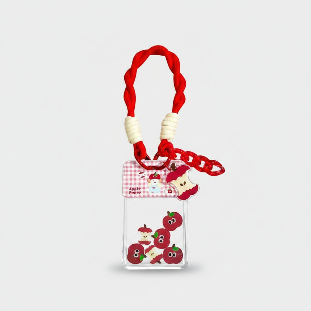 Apple Puppy Clear Cup Charm With Twisted Cord Strap