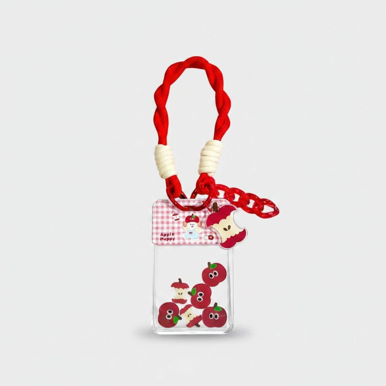 Apple Puppy Clear Cup Charm With Twisted Cord Strap
