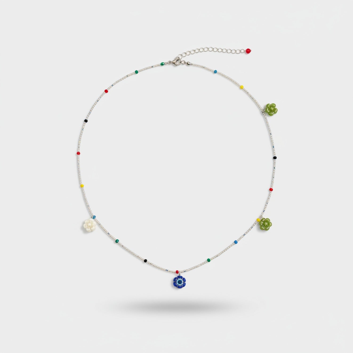 Beaded Colorful Charm Necklace With Stone Pendants