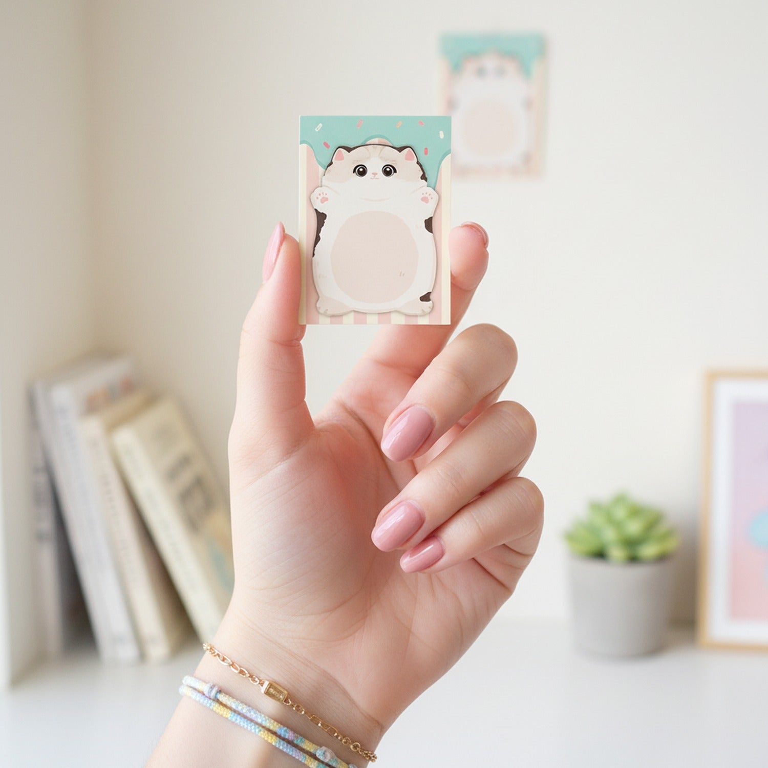 Cute Cat Sticky Notes Pad With Mirror