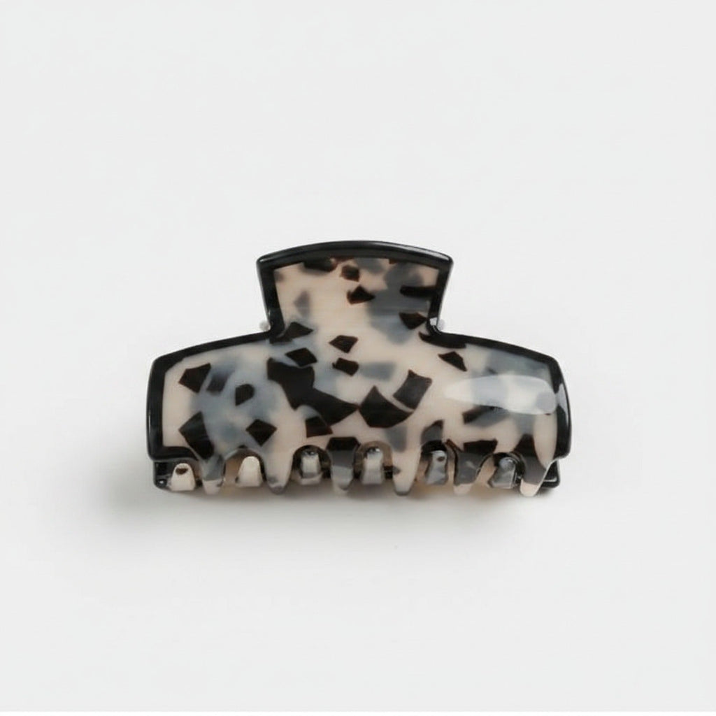 Tortoiseshell Hair Claw Clip - Black & White Tortoiseshell