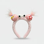 Pink Fuzzy Hairband With Star And Hair Clips