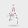 Pink Heart Bow Beaded Acrylic Keyring Charm