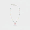 Colorful Beaded Pendant Necklace with Red Charm