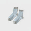 Light Blue Checkered Crew Socks With Gray Cuff