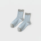 Light Blue Checkered Crew Socks With Gray Cuff