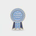 Blue Rosette Ribbon Badge Pin with Star