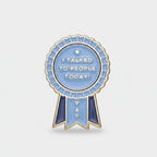 Blue Rosette Ribbon Badge Pin with Star