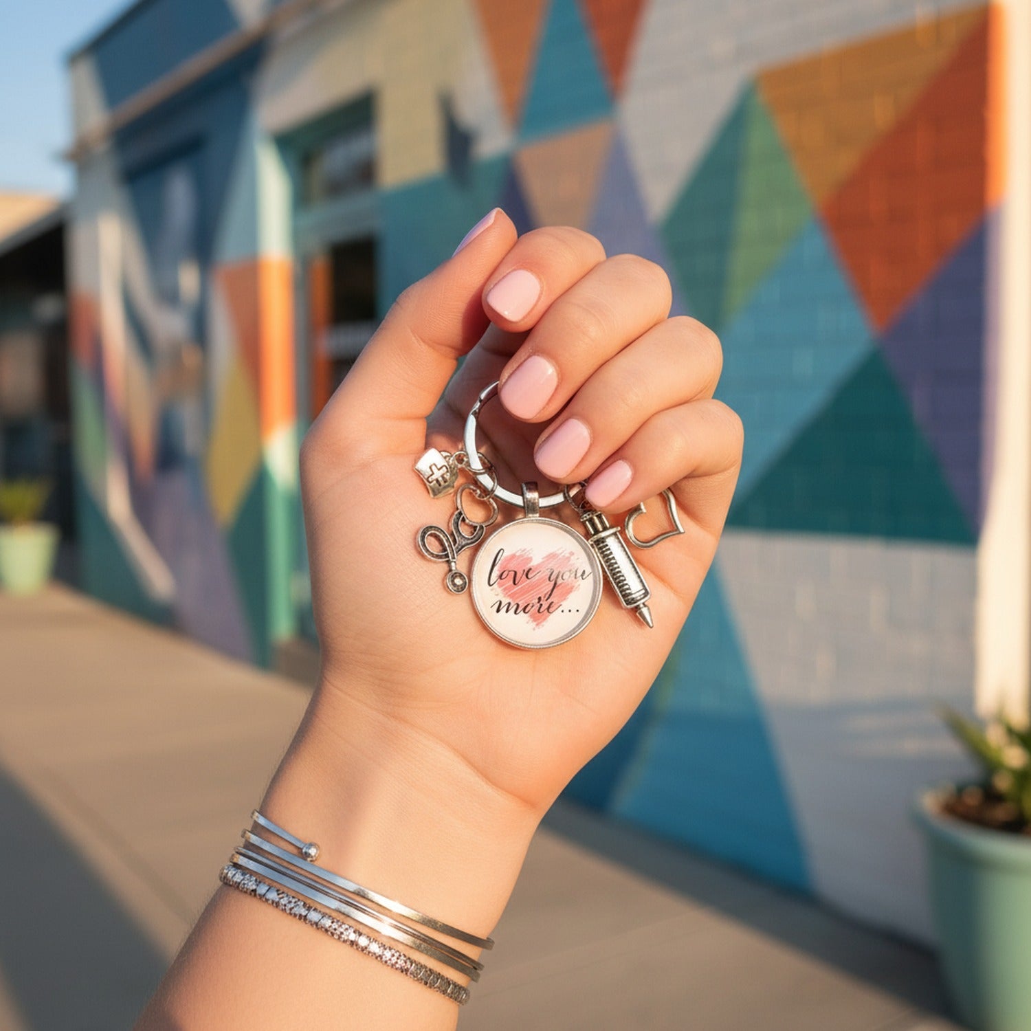 Medical Charm Heart Acrylic Keyring