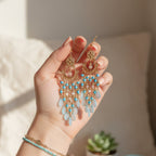 Turquoise Beaded Chandelier Drop Earrings