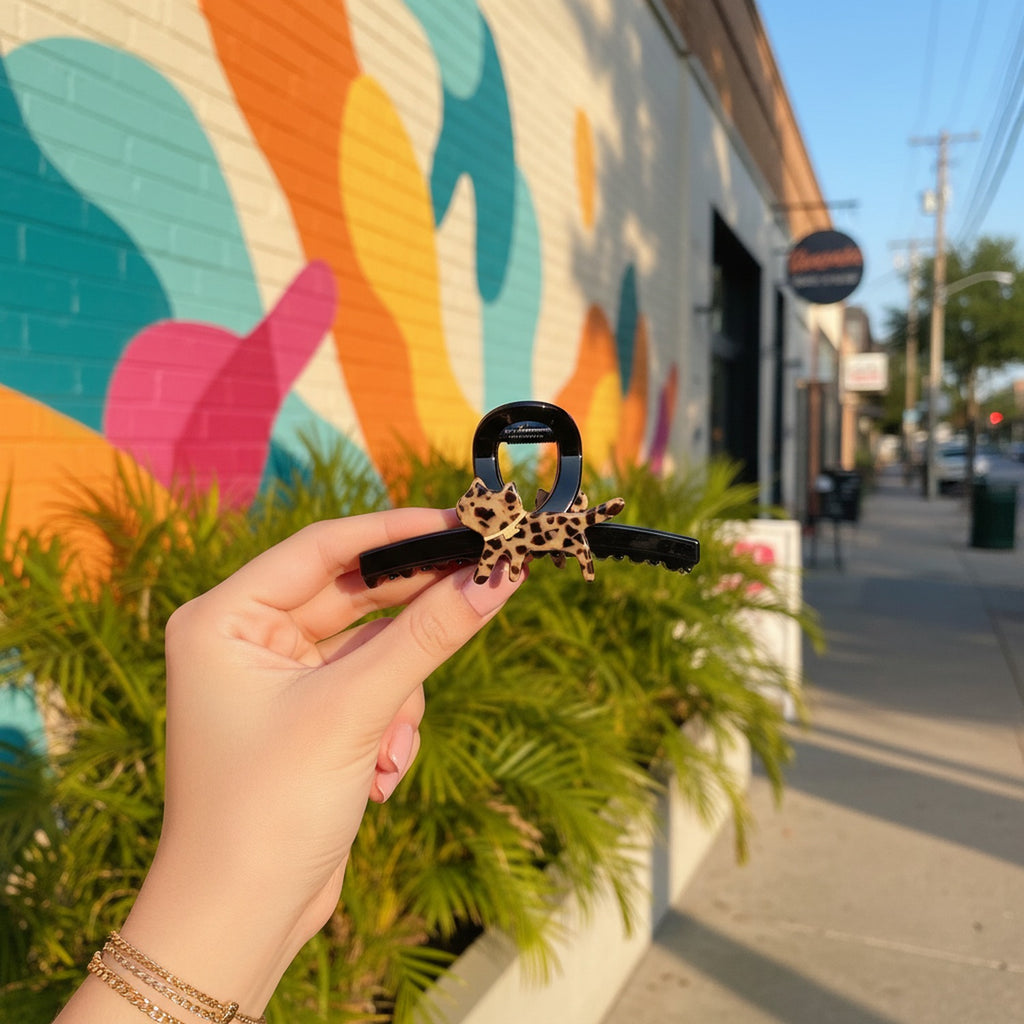 Leopard Print Cat Hair Claw Clip