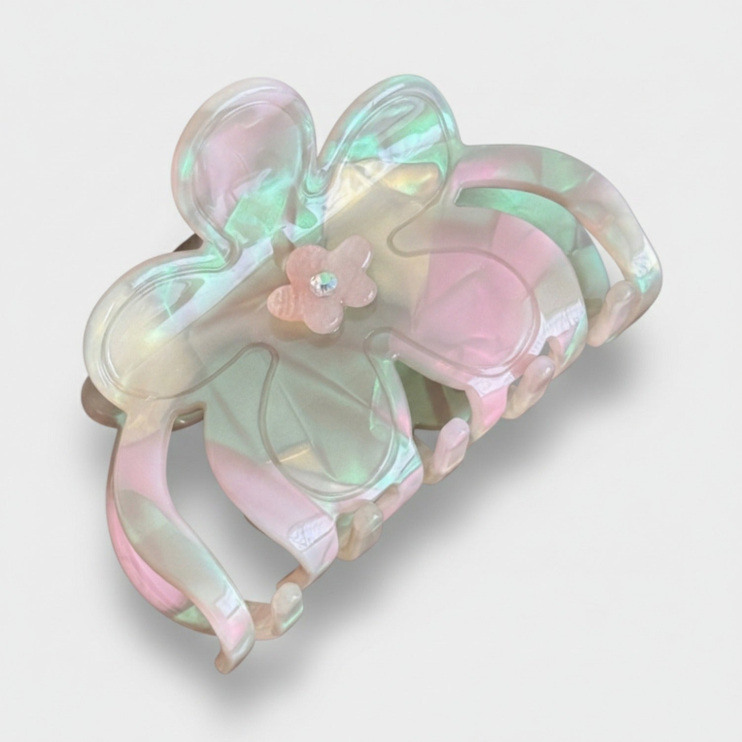 Holographic Pastel Flower Hair Claw Clip