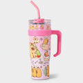 Pink Capybara Printed Tumbler With Handle And Straw