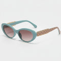 Oval Turquoise Sunglasses With Gold Chain Arms