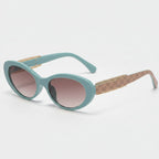 Oval Turquoise Sunglasses With Gold Chain Arms