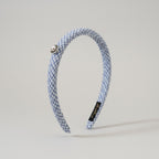 Blue Houndstooth Headband With Pearl Detail