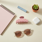 Red Gingham Check Hair Claw Clip