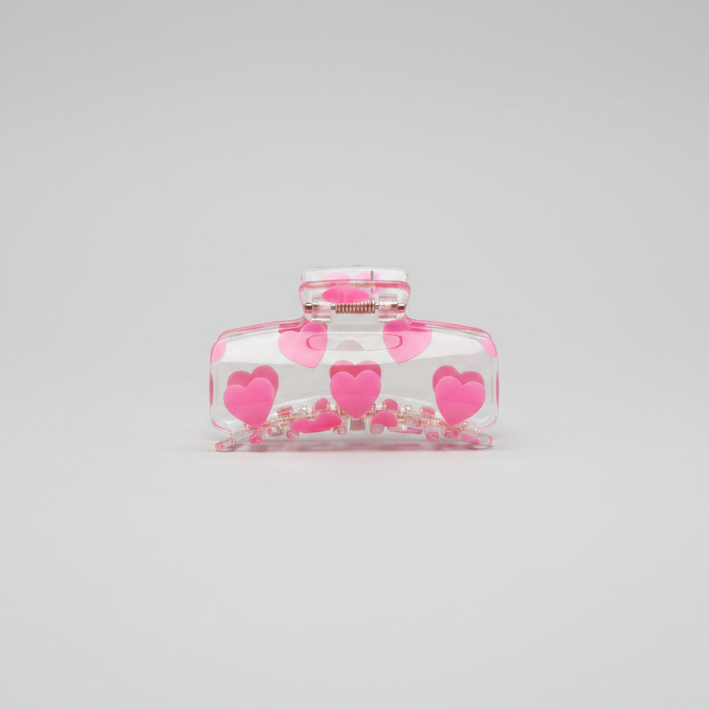 Pink Heart Claw Hair Clip