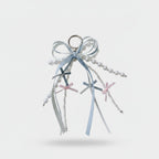 Elegant Ribbon Pearl Keychain with Bows - M390 Blue – novelty & toys (view 1)
