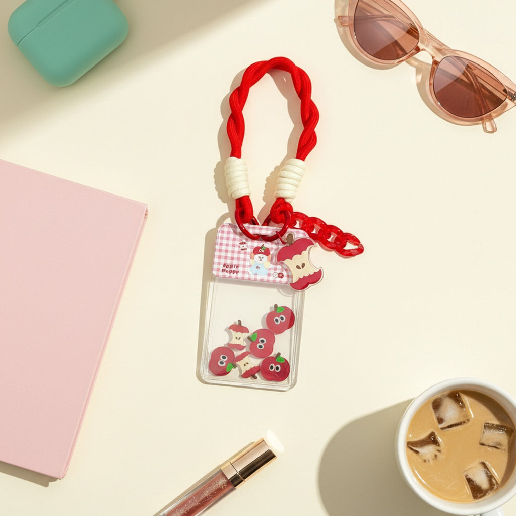 Apple Puppy Clear Cup Charm With Twisted Cord Strap