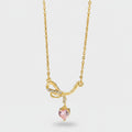 Gold Heart Pendant Necklace With Rhinestone Bow
