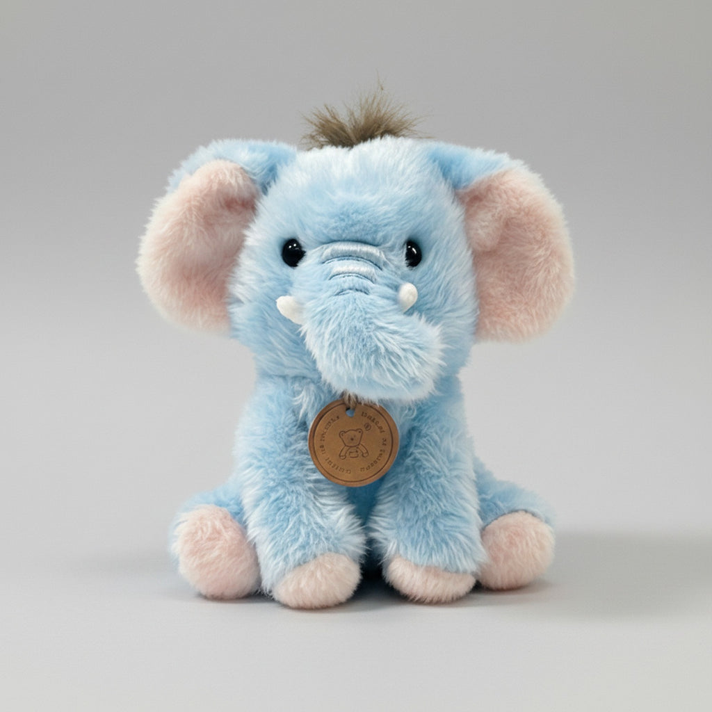 Blue Plush Elephant Stuffed Animal With Charm