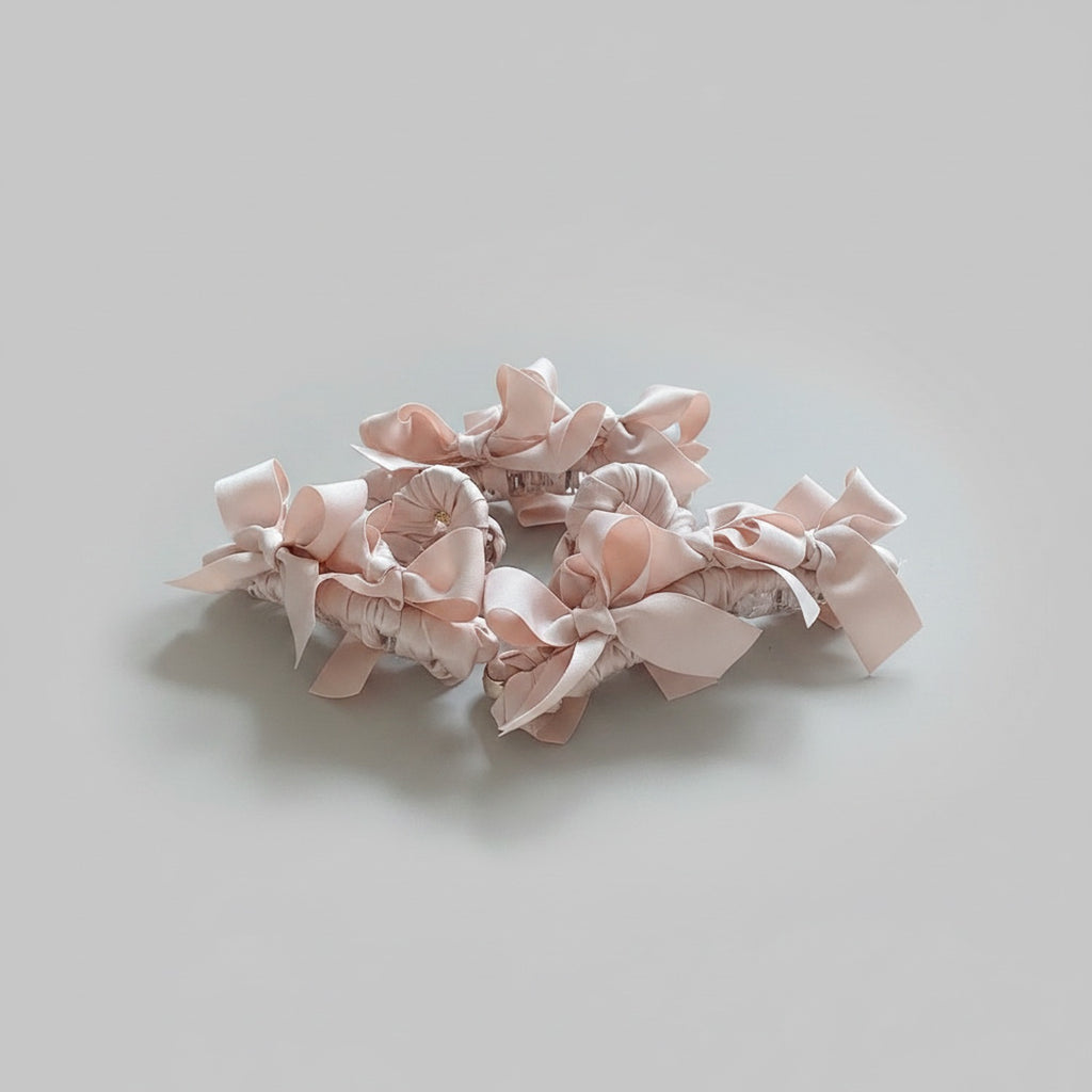 Blush Silk Bow Hair Claw Clip
