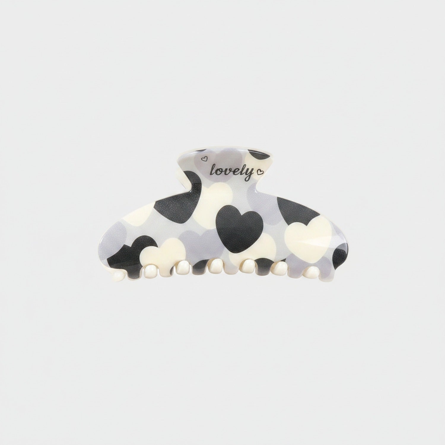 Black and White Heart Pearl Hair Claw