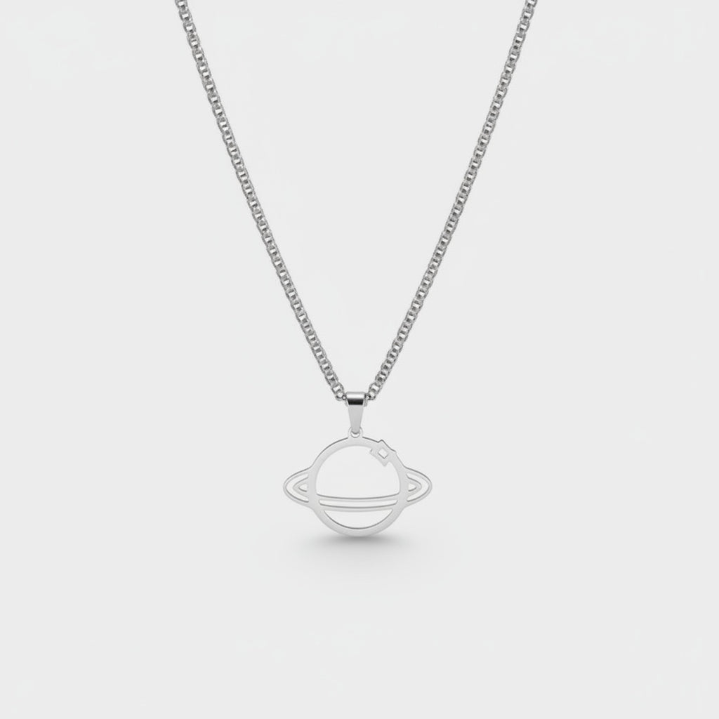 Silver Planet Pendant Chain Necklace