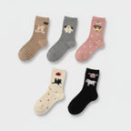 Cute Animal Embroidered Crew Socks Pack