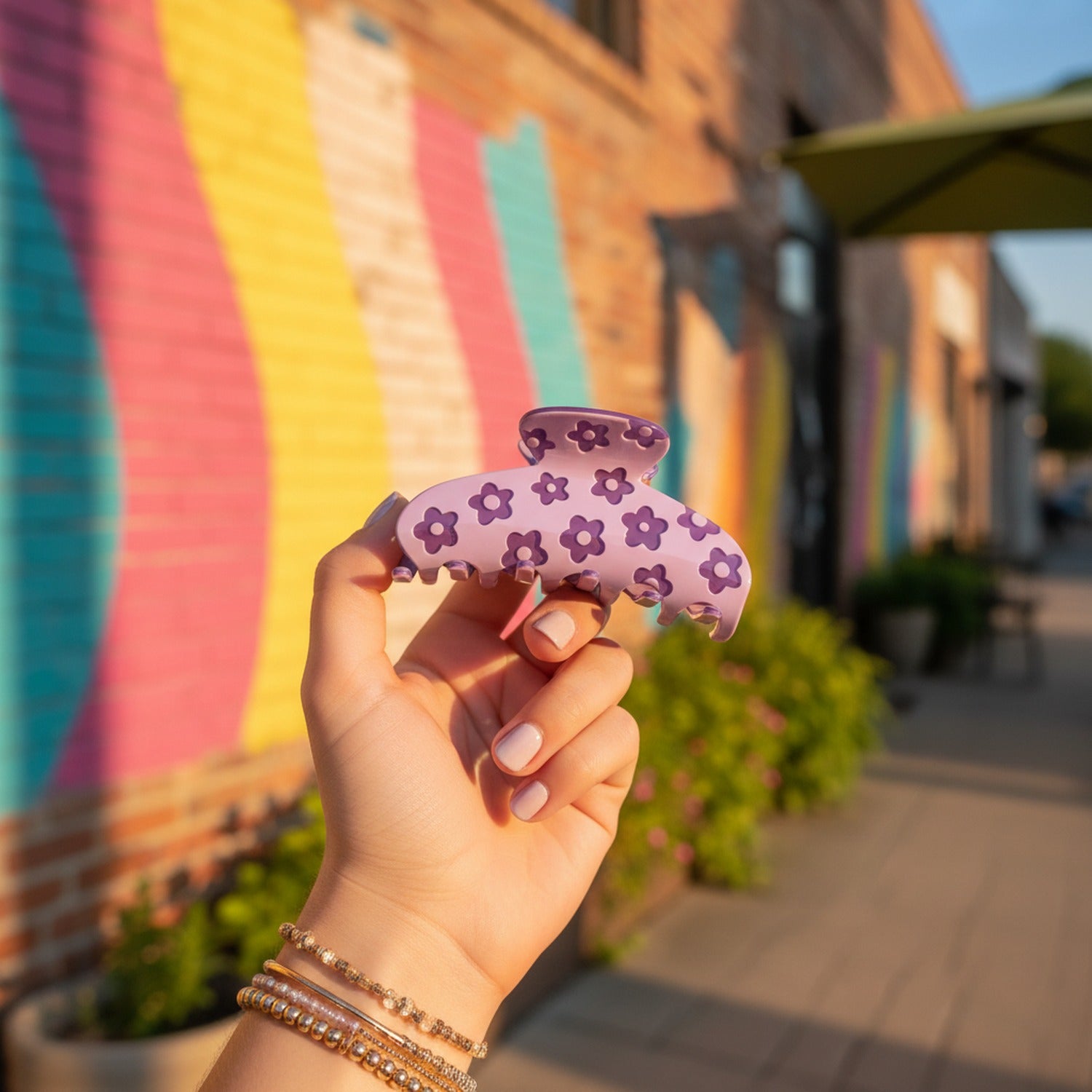 Purple Flower Hair Claw Clip