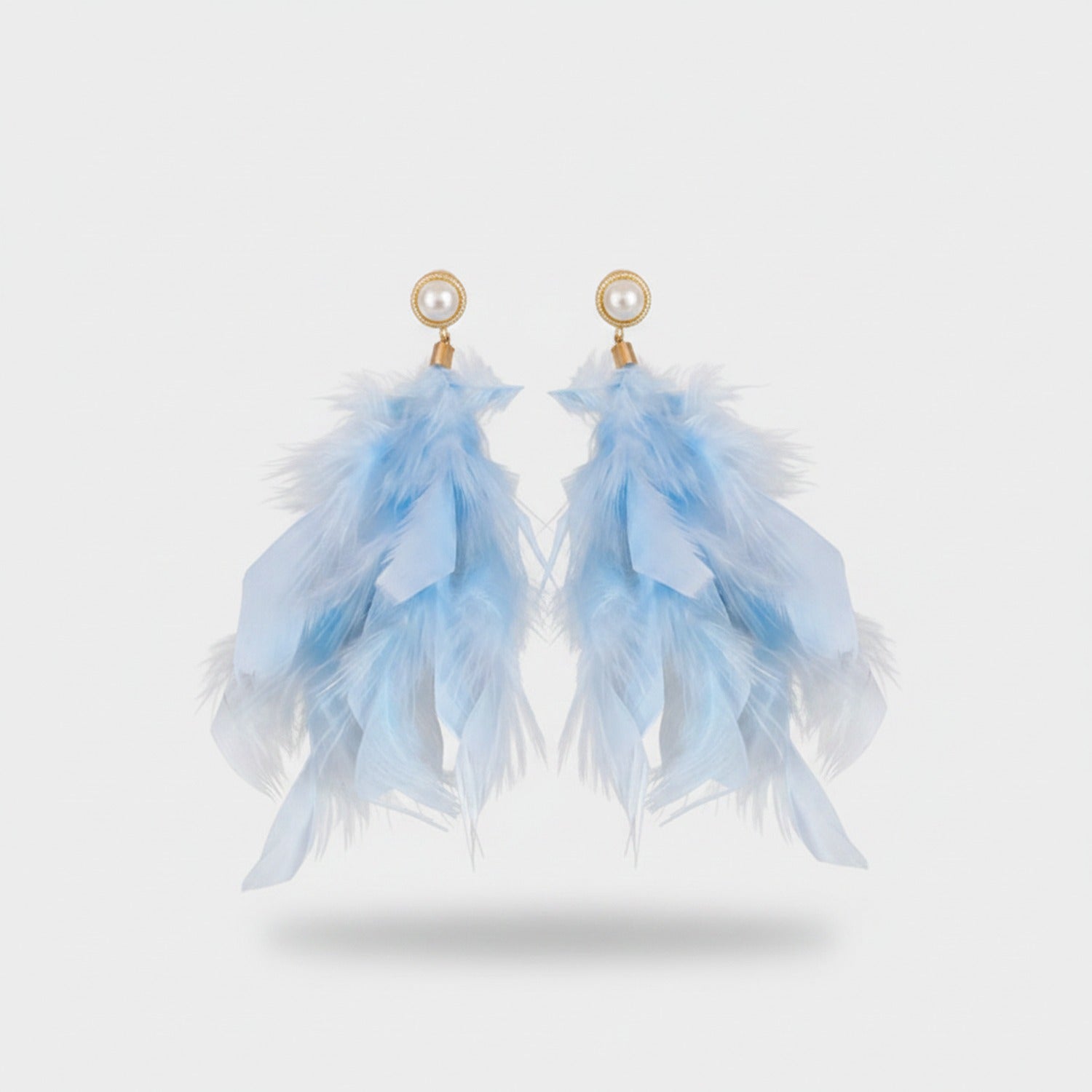 White Feather Butterfly Rhinestone Drop Earrings