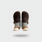 Colorblock Buckle Crew Socks Brown
